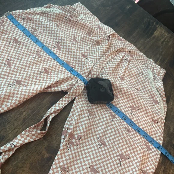 SKEMO Flamingo Pink Print Beaded Unique Pull On Pants! Never worn! Pockets! Med - Picture 14 of 16